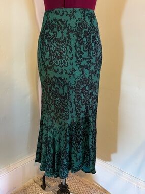 Arsenic Green bias skirt vintage Anthropologie medium cocktail party